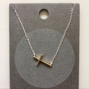 • gold and silver cross choker •